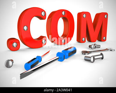 Dot com concept icon means online business or website company. E-commerce from a top level domain - 3d illustration