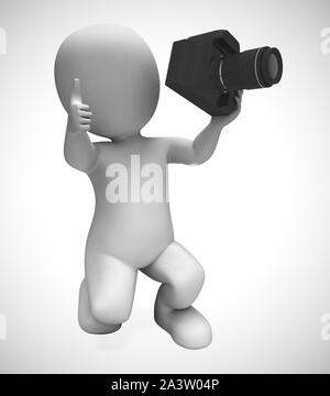 Photography with a DSLR camera and professional equipment including zoom. The photographer shoots photos with his equipment - 3d illustration Stock Photo