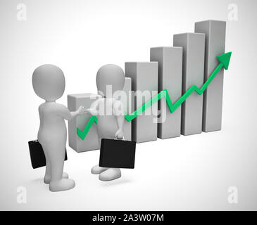 Graph going upwards means success and increased profits. Business growing and trends higher for gain - 3d illustration Stock Photo