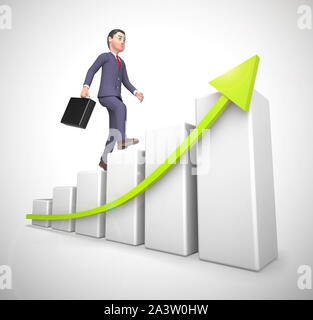 Graph going upwards means success and increased profits. Business growing and trends higher for gain - 3d illustration Stock Photo