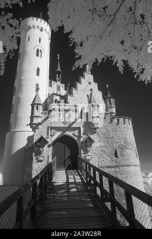 Castle Lichtenstein in vertical format infrared photography Stock Photo