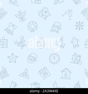 New year linear symbols vector seamless pattern Stock Vector