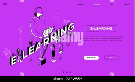 E-learning vector landing page template Stock Vector