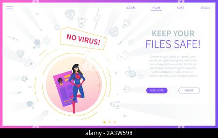 Antivirus software concept landing web page template Stock Vector