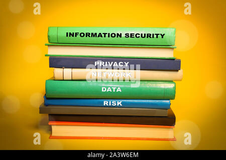 Information Security themed books - Network and privacy  Stock Photo