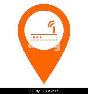 Router and location pin Stock Photo