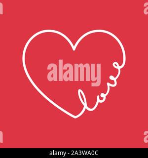 Love - calligraphy word with hand drawn heart. Lettering symbol illustration for t-shirt, poster, wedding, greeting card Stock Vector