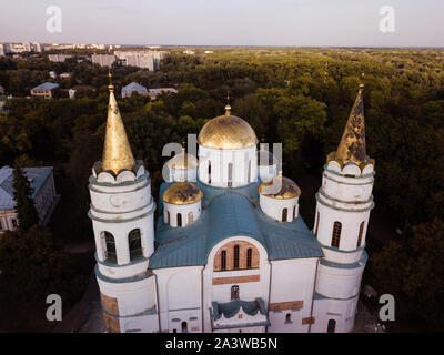 Aerial view to Savior Transfiguration Cathedral of Chernihiv 1030s the oldest church in Ukraine Stock Photo