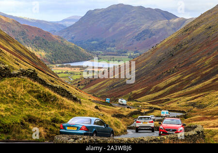 kirkstone pass viewpoint towards ullswater lake district cumbria england Stock Photo