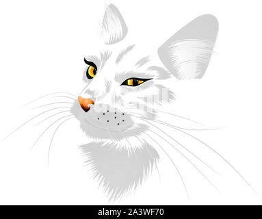 Illustration of a cat with yellow eyes on white background. Stock Vector
