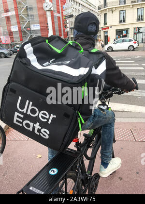 Uber Eats meal deliverer, Lyon, France Stock Photo