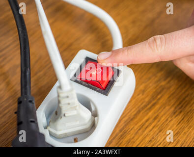 Switch off plug strip Stock Photo