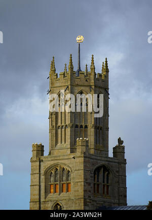 The octagonal tower of the 15th century church at Fotheringhay Stock Photo