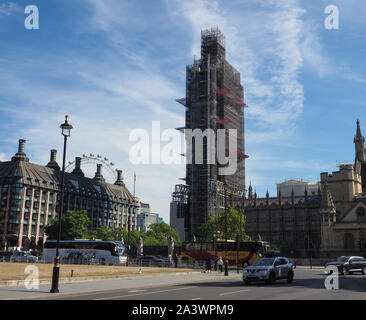 LONDON, UK - CIRCA SEPTEMBER 2019: Big Ben conservation works at the Houses of Parliament aka Westminster Palace Stock Photo