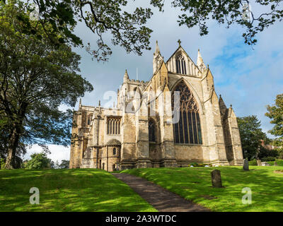 East facade of the Cathedral Church of St Peter and St Wilfrid or Ripon Cathedral at Ripon North Yorkshire England Stock Photo