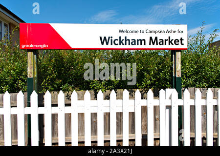 The restored Wickham Market Railway Station on the East Suffolk Line at Campsea Ashe Stock Photo