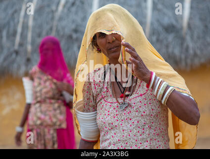 Portrait of rajasthani women with saris, Rajasthan, Jaisalmer, India Stock Photo