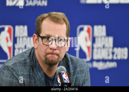 Saitama, Japan. Credit: MATSUO. 10th Oct, 2019. Nick Nurse head coach (Raptors) Basketball : NBA Japan Games 2019 match between Toronto Raptors - Houston Rockets at Saitama Super Arena in Saitama, Japan. Credit: MATSUO .K/AFLO SPORT/Alamy Live News Stock Photo