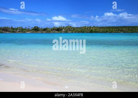 View of Faiava Island from  Ouvea, Loyalty Islands, New Caledonia. Faiava Island has a land area of only around 50 acres. Stock Photo