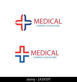 Health logo. Cross plus medical logo icon design template elements - Vector Stock Vector