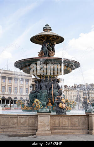 The Fontaine des Mers at Place de la Concorde in Paris, France. Stock Photo