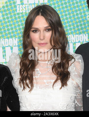 London, UK. 10th Oct, 2019. British actress Keira Knightley attends the premiere of Official Secrets at the 63rd BFI London Film Festival on October 10, 2019. Photo by Rune Hellestad/UPI Credit: UPI/Alamy Live News Stock Photo