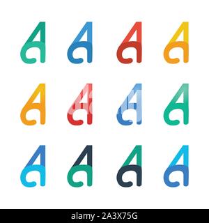 Alphabet Double letter logo. alphabet Letter A, double A letter logo, Double AA letters logo concept, Colorful logotype vector design template Stock Vector