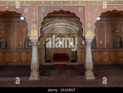 View of the private audience hall in Anup Mahal in Junagarh fort, Rajasthan, Bikaner, India Stock Photo