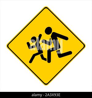 yellow caution sign the Children ! Stock Vector