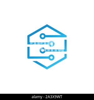 Hexagon technology logo for your business or brand- vector - Vector Stock Vector