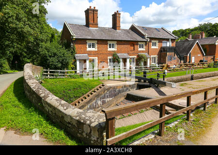 Tyrley Wharf and locks, on the Staffordshire and Shropshire border, Tyrley, Shropshire Union Canal, England, UK Stock Photo