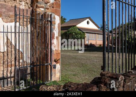 RUINS OF THE FORMER PENAL COLONY ON ILE ROYALE, SALVATION'S ISLANDS, KOUROU, FRENCH GUIANA, OVERSEAS DEPARTMENT, SOUTH AMERICA, FRANCE Stock Photo