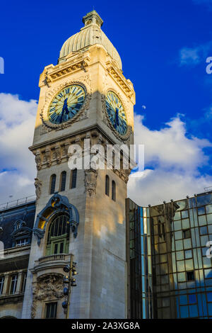 a shot of the clock tower at Gare de Lyon Stock Photo
