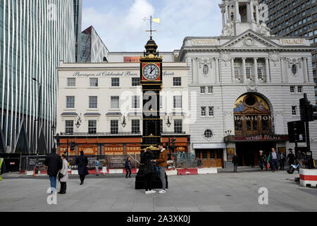 Little Ben, a cast iron miniature clock tower outside Victoria station in central London, UK Stock Photo