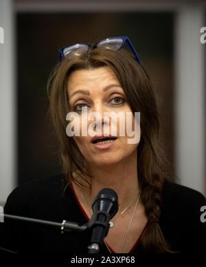 Manchester, UK. 10th October 2019. Turkish novelist Elif Shafak appears at Manchester Literature Festival. © Russell Hart/Alamy Live News. Stock Photo
