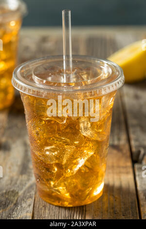 Refreshing Cold Iced Tea in a To Go Cup Stock Photo