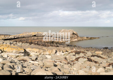 Greymare Rock Dunstanburgh, Northumberland, England, UK Stock Photo