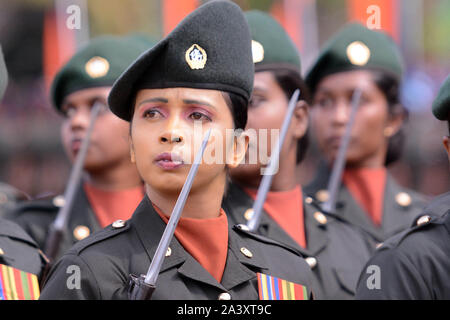 Colombo, Sri Lanka. 10th Oct, 2019. Soldiers attend a ceremony marking the Sri Lanka Army's 70th anniversary in Colombo, Sri Lanka, on Oct. 10, 2019. Credit: Gayan Sameera/Xinhua/Alamy Live News Stock Photo