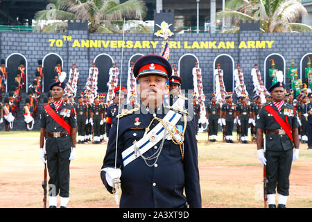 Colombo, Sri Lanka. 10th Oct, 2019. Soldiers attend a ceremony marking the Sri Lanka Army's 70th anniversary in Colombo, Sri Lanka, on Oct. 10, 2019. Credit: Ajith Perera/Xinhua/Alamy Live News Stock Photo