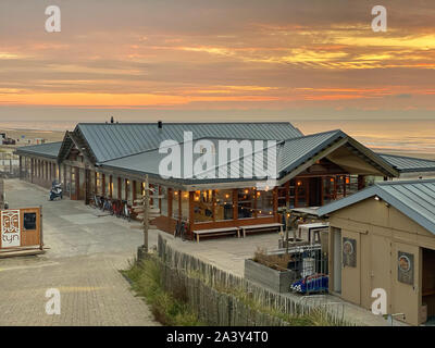 Zandvoort,Netherlands-October 5,2019: Sunset on the beach in Zandvoort. It is a popular beach destination located near to Amsterdam, with clean sandy Stock Photo