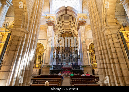 Porto, Portugal, July 19, 2019: Inside Cathedral. Located in the historical centre of the city of Porto. It is one of the city's oldest monuments and Stock Photo