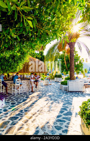 Tiki style bar at Yacht Classic Hotel, Ece Marina, Fethiye, Turkish Riviera, Turkey Stock Photo