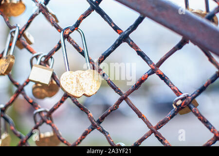 love lock on the bridge in Paris Stock Photo