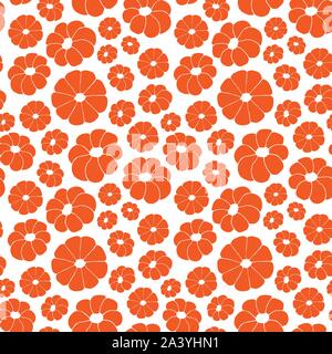 Pumpkin seamless pattern. Orange vegetables on white background. Picture can be used in advertisement, posters, flyers, banners, logo etc. Vector illustration. EPS10 Stock Vector