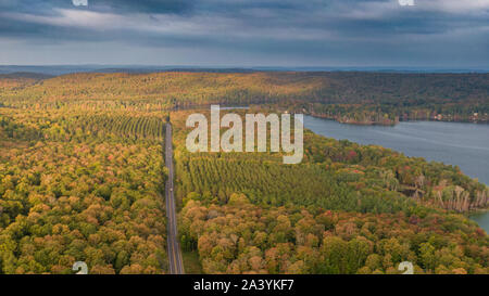 Fall colors on Thumb Lake, Michigan Stock Photo