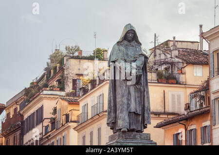 Statue of Giordano Bruno erected at Campo de' Fiori in Rome Stock Photo