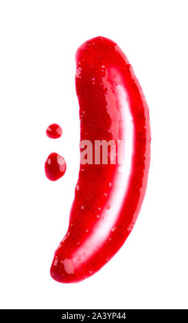 Raspberry jam spots and lines isolated on white background. Confiture Stock Photo
