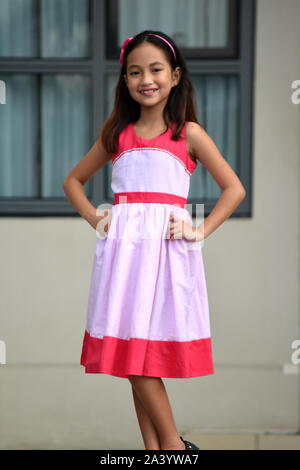 Cute Asian Girl Posing Wearing Dress Stock Photo