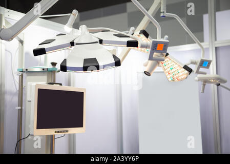 Surgical lamp with monitor in operation room Stock Photo