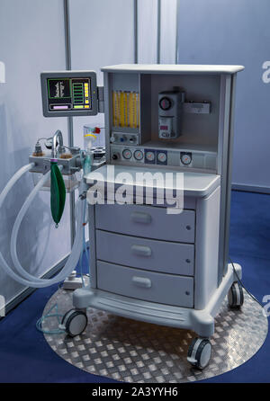 Anaesthesia machine for monitoring patient in operation room Stock Photo